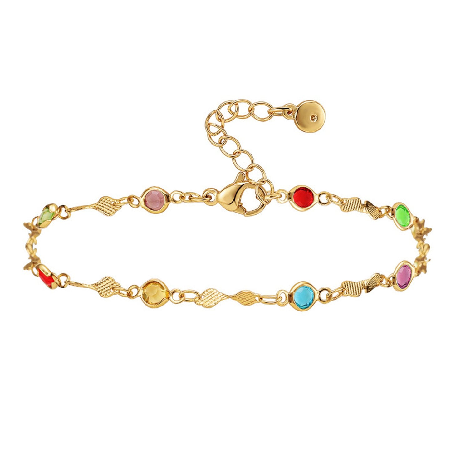 Fußkettchen Gold bunt Kristalle