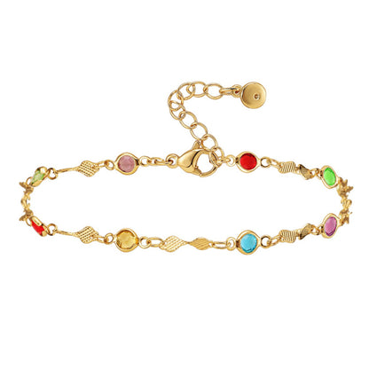 Fußkettchen Gold bunt Kristalle