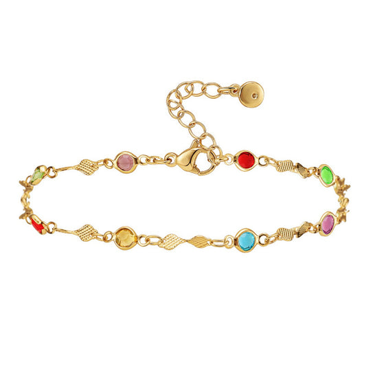 Fußkettchen Gold bunt Kristalle