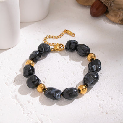 Schmuckset Damen Schwarz Gold modern Halskette und Armband KARMA