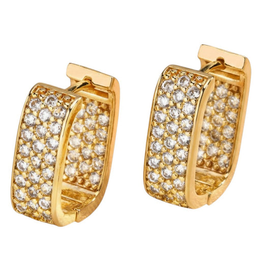 Creolen Damen Gold 1,8 cm Kristalle Damen Ohrringe Karma