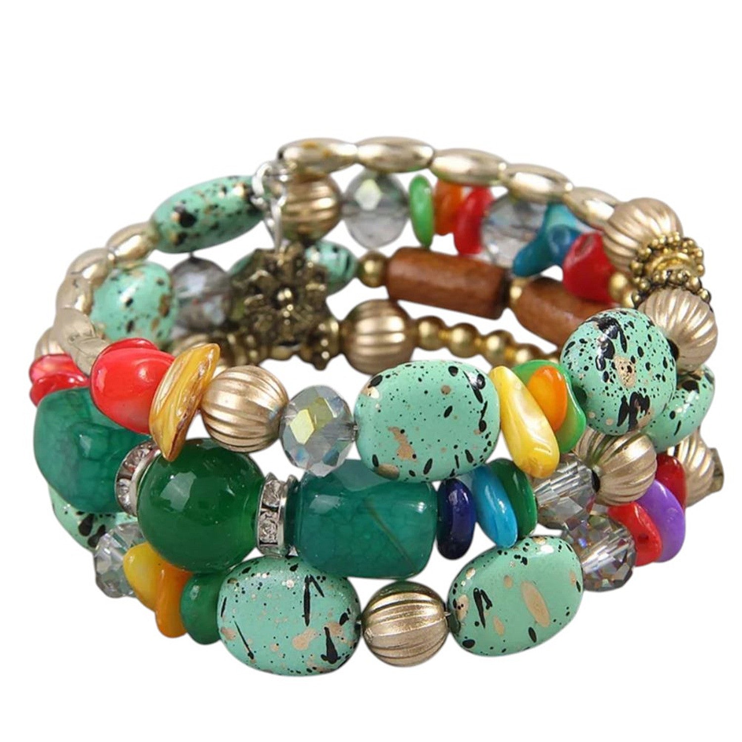 Armband mehrreihig Weiß, Grün oder Türkis KARMA