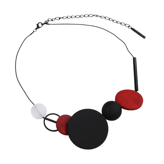 Große Halskette Damen Rot Schwarz Holz Kette Damenhalskette KARMA