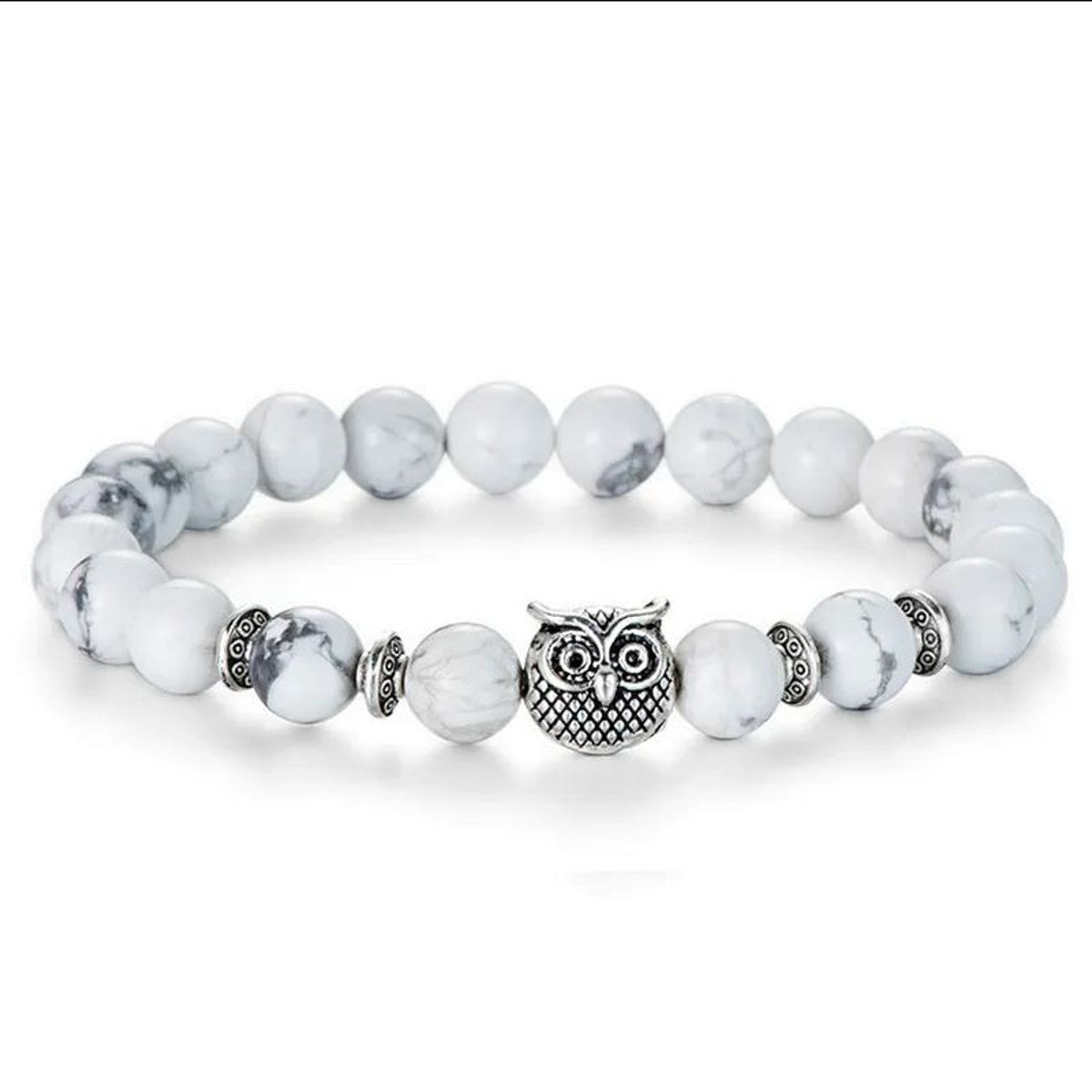 Perlenarmband Eule Natursteine KARMA