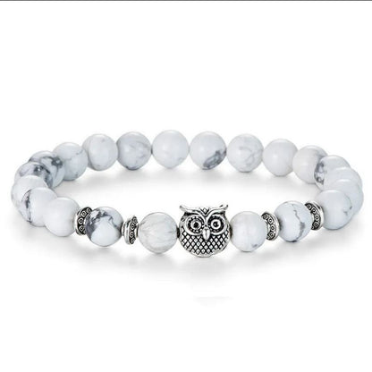 Perlenarmband Eule Natursteine KARMA