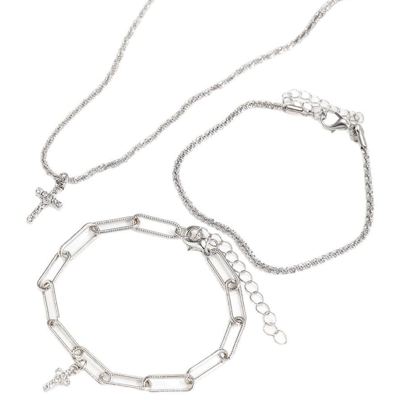 Schmuckset Armbänder und Halskette Legierung Silber KARMA