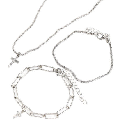 Schmuckset Armbänder und Halskette Legierung Silber KARMA