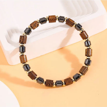 Armband Hämatit Holz Braun Gold KARMA