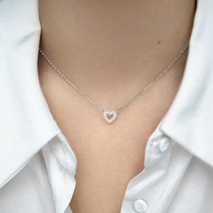 Halskette mit Kristallherz aus Silber 925 KARMA