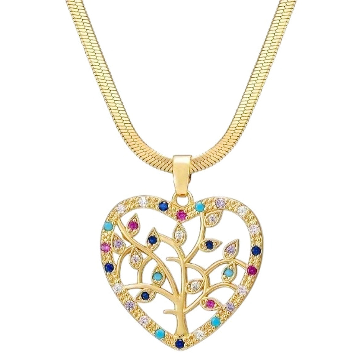 Halskette Herz Lebensbaum Gold Edelstahl vergoldet 40 cm wasserfest rostfrei Damen Kette in Schmuckbox Karma