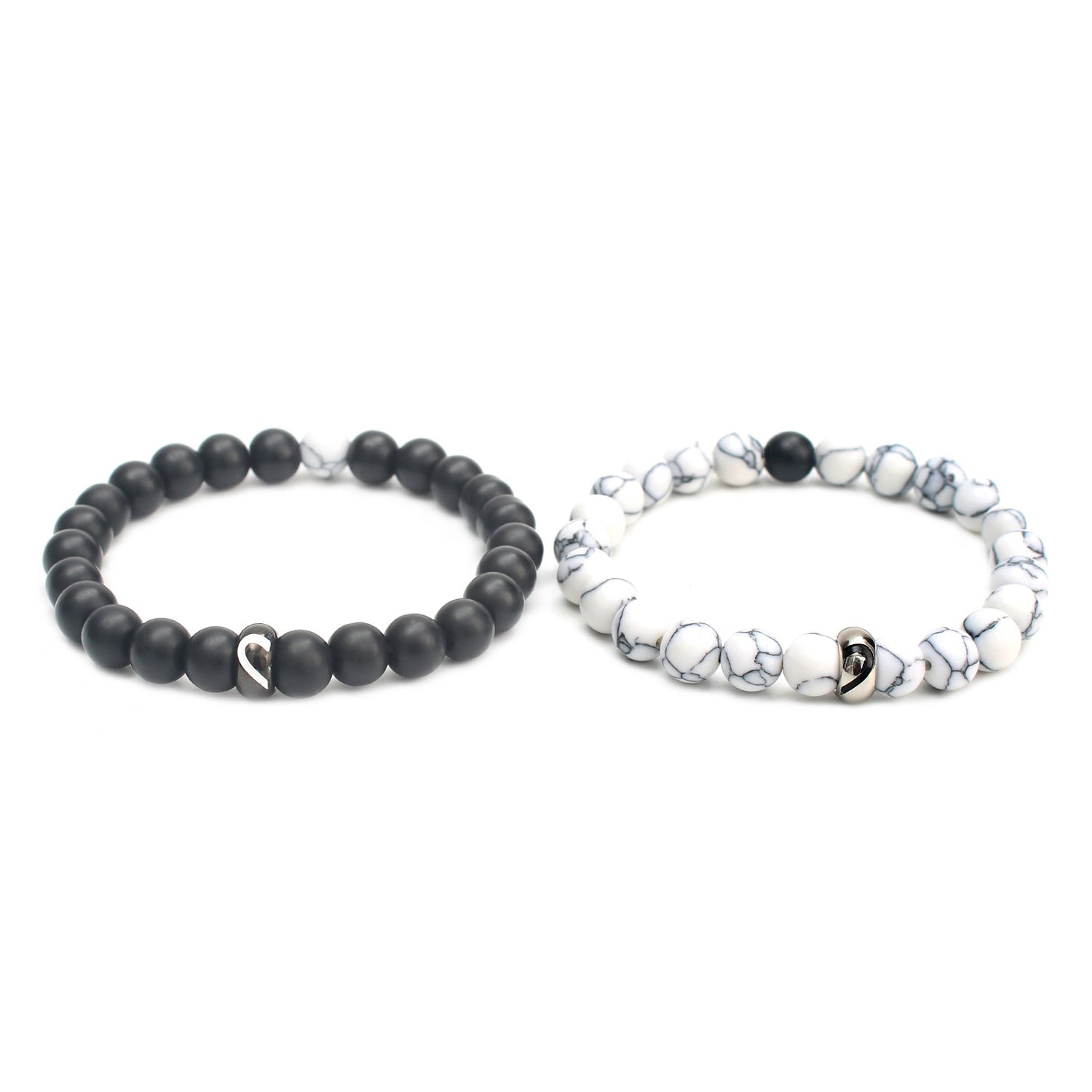 Partnerarmbänder Herz Schwarz Weiß KARMA