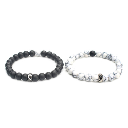 Partnerarmbänder Herz Schwarz Weiß KARMA