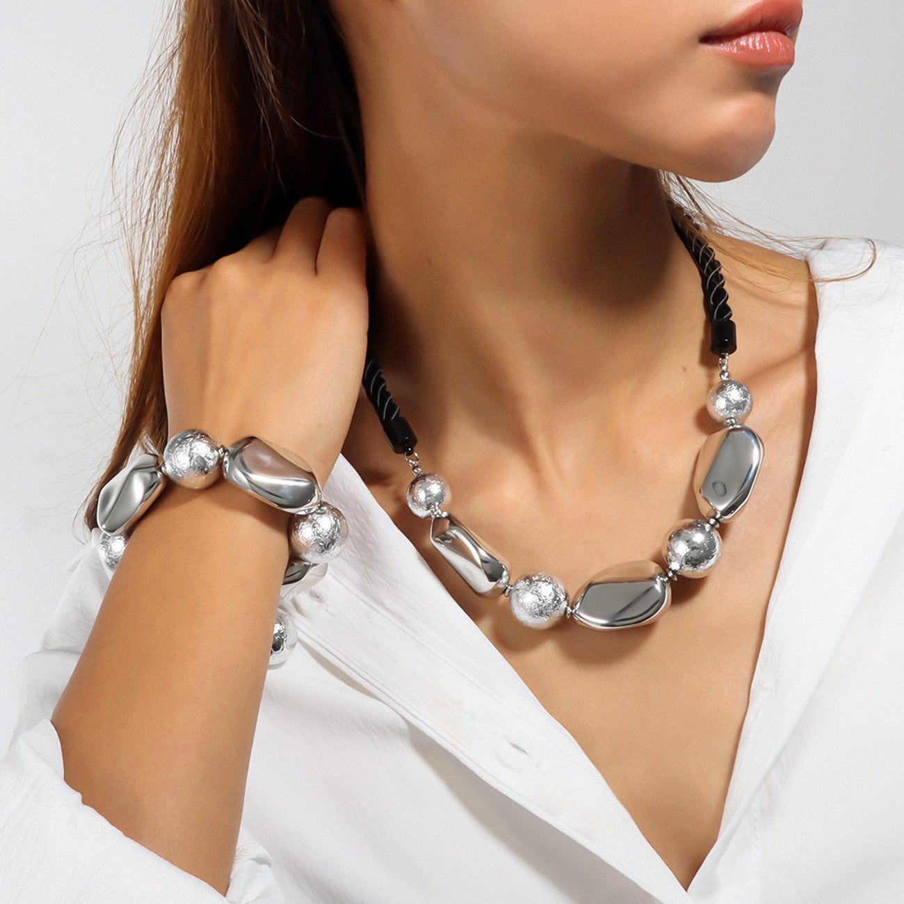 Schmuckset Silber oder Gold Armband Halskette KARMA