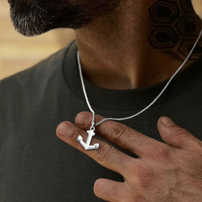 Halskette Anker Silber Damen Herren Edelstahl wasserfest hypoallergen Kette modern Karma