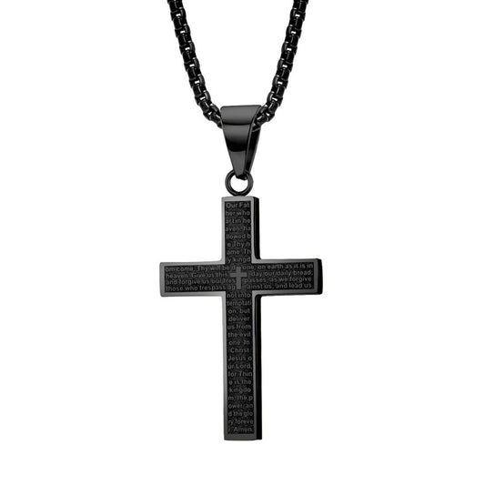 Halskette Kreuz Edelstahl Gold Schwarz oder Silber KARMA