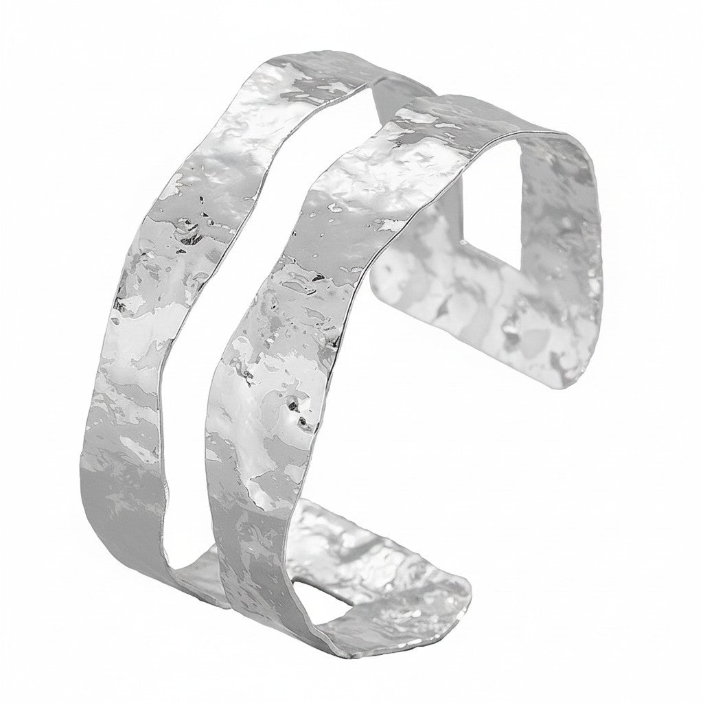 Armreif Damen Silber gehämmert 6 cm modern Damenschmuck Damenarmreif KARMA