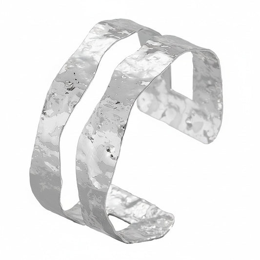 Armreif Damen Silber gehämmert 6 cm modern Damenschmuck Damenarmreif KARMA