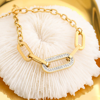 Schmuckset Fußkette & Armband Edelstahl Gold Zirkone Karma