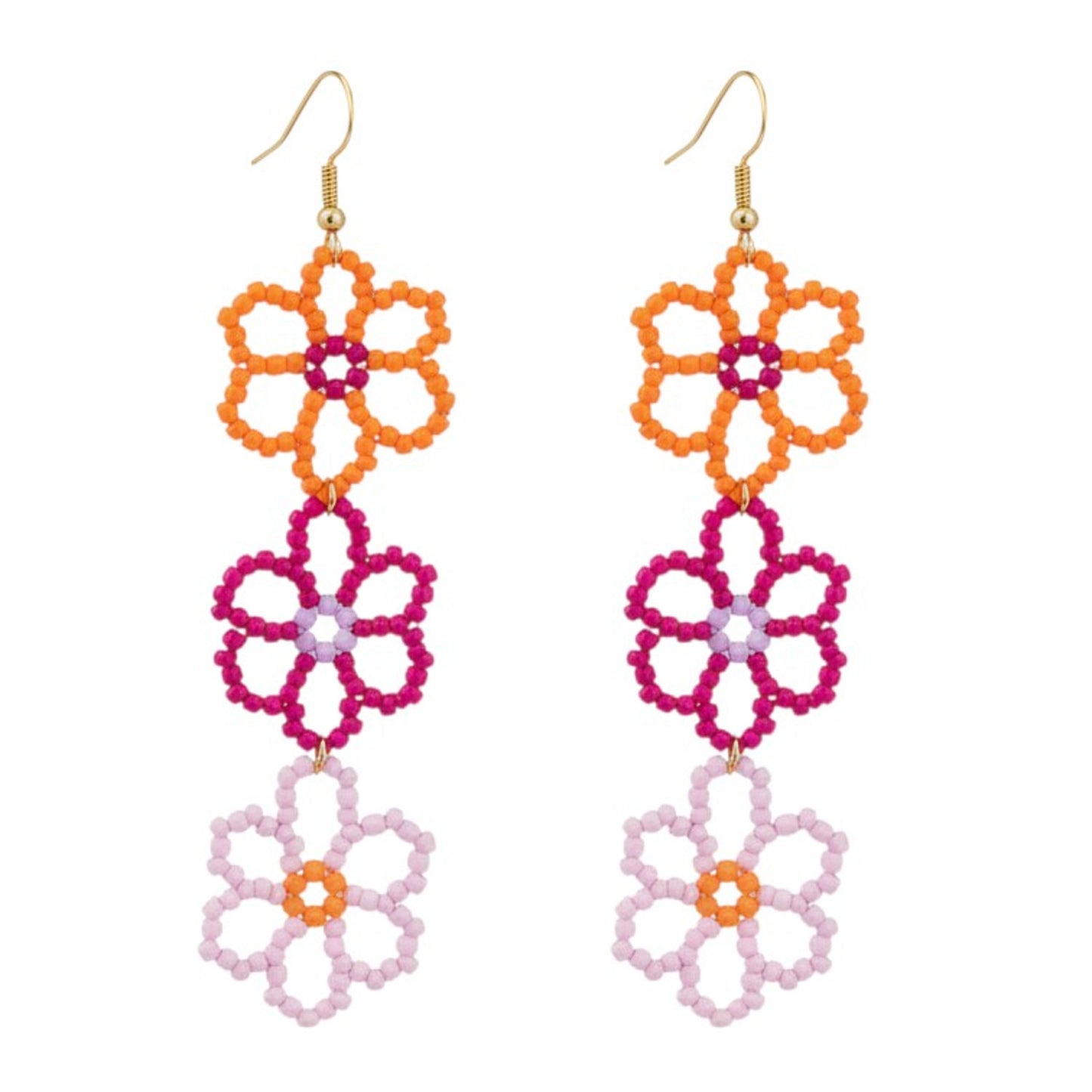 Hängeohrringe Blumen Bunt Acryl Damen Ohrringe Karma