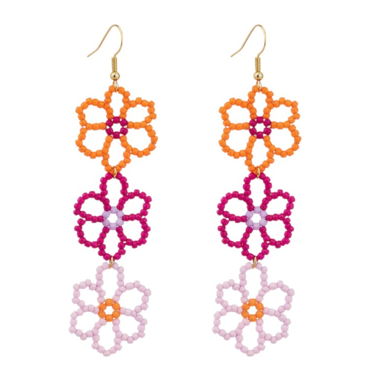 Hängeohrringe Blumen Bunt Acryl Damen Ohrringe Karma