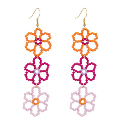 Hängeohrringe Blumen Bunt Acryl Damen Ohrringe Karma