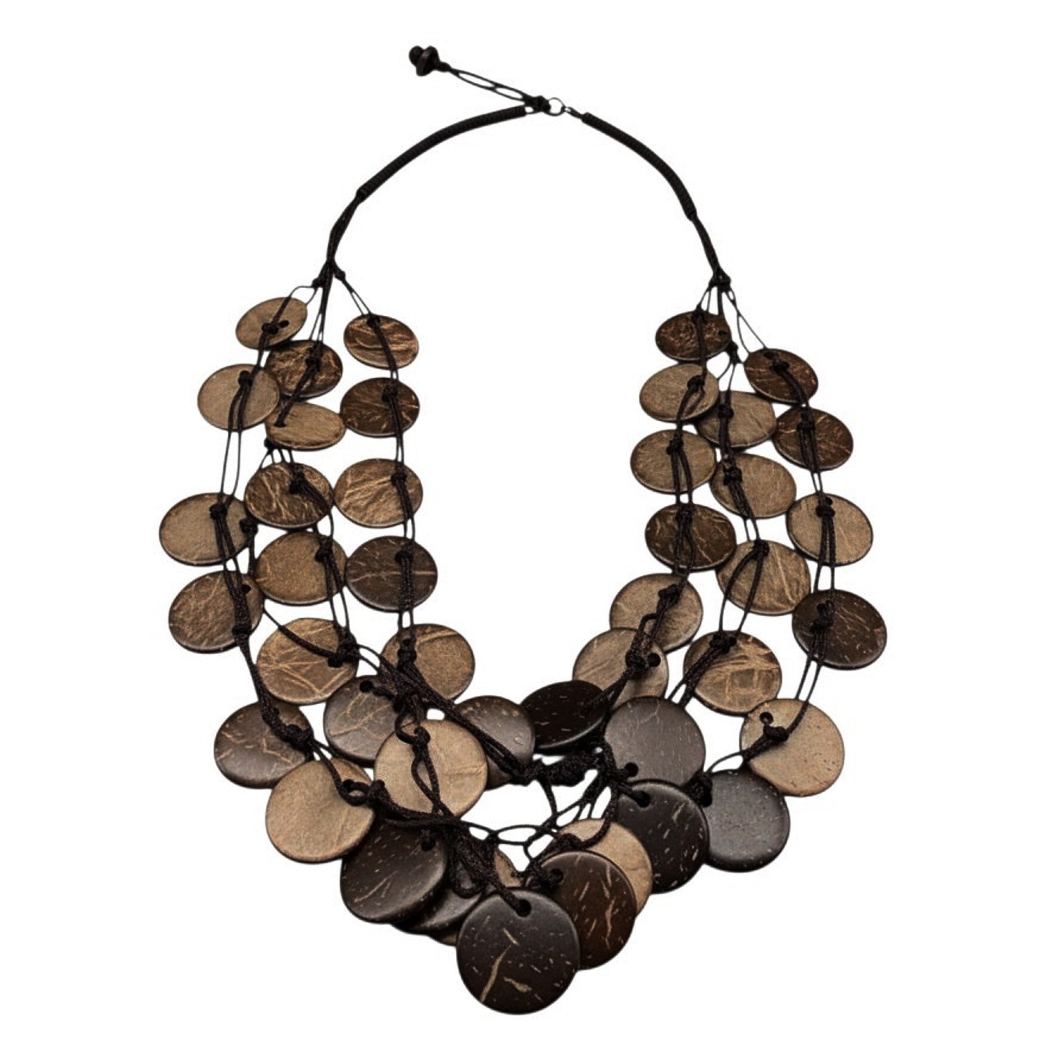 Statement Kette Holz Kaffee Braun 55 cm Damen Halskette Karma