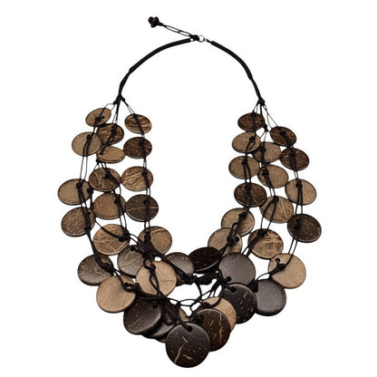 Statement Kette Holz Kaffee Braun 55 cm Damen Halskette Karma
