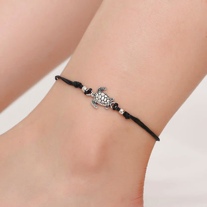 Fußkette Schildkröte Türkis, Beige oder Schwarz Karma