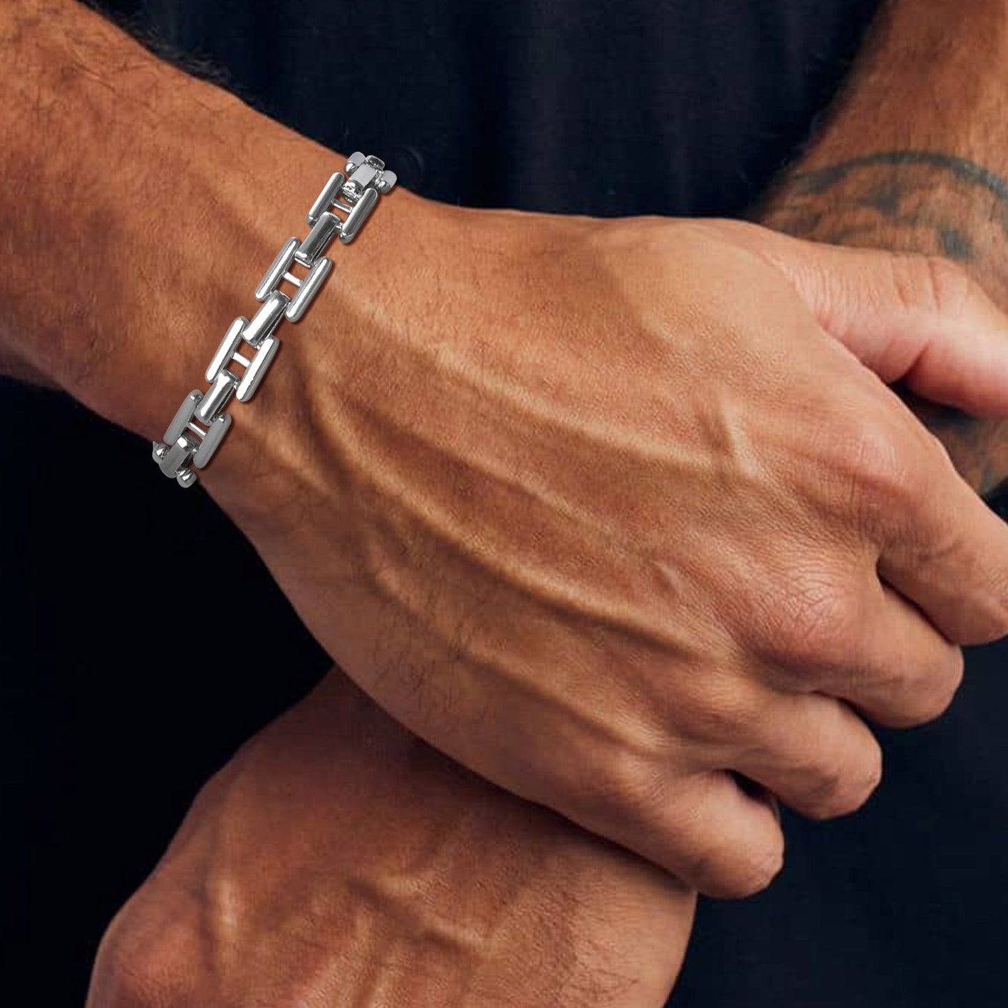 Armband Herren Edelstahl Silber KARMA