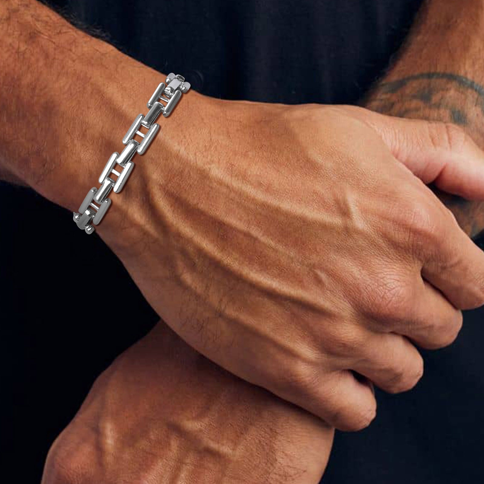 Armband Herren Edelstahl Silber KARMA