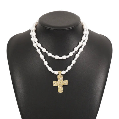 2er Set Perlenkette mit Kreuz Karma