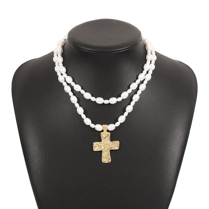 2er Set Perlenkette mit Kreuz Karma