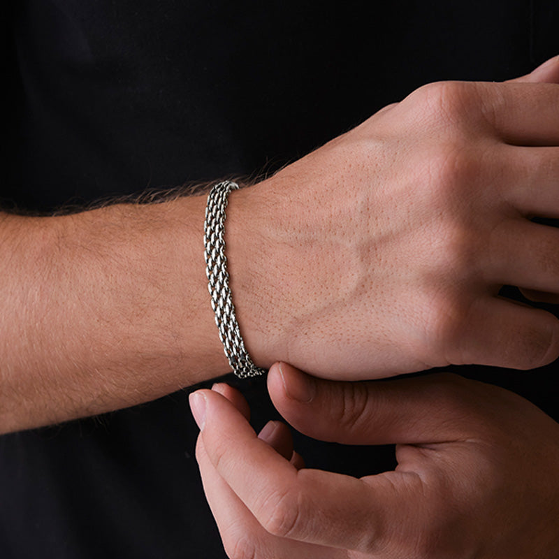 Herrenarmband aus Edelstahl in Silber KARMA