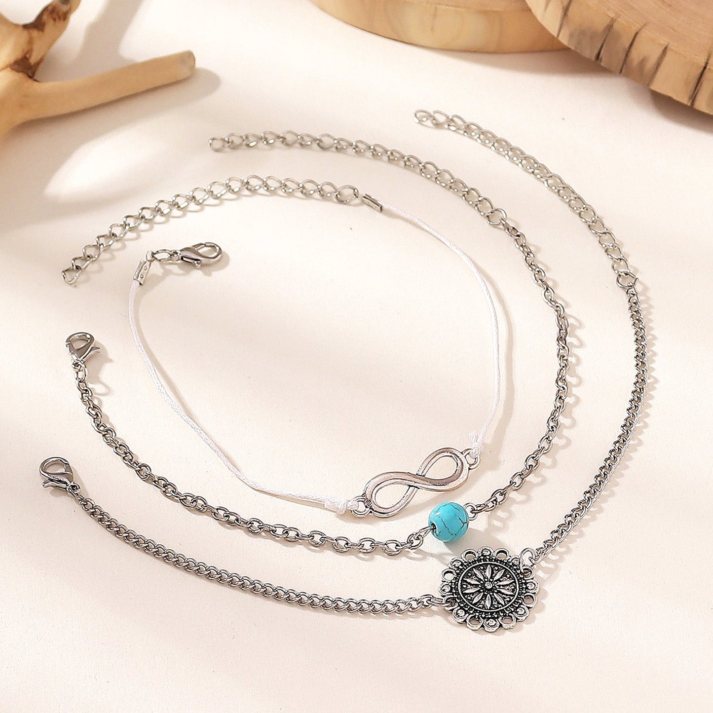 Fußkettchen Set silber oder gold KARMA