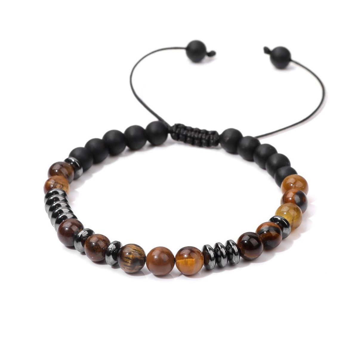Perlenarmband Naturstein Braun Schwarz KARMA