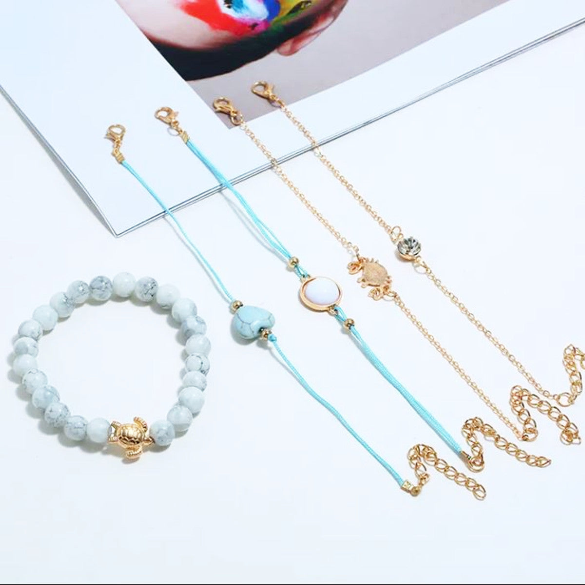 5teiliges Armbandset Blau Gold KARMA