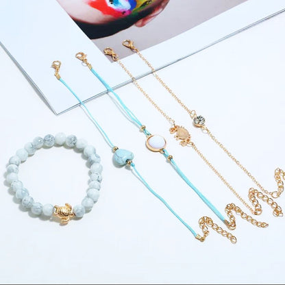 5teiliges Armbandset Blau Gold KARMA