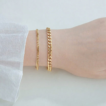 Armband Gold Edelstahl 5 mm modern Gliederarmband Panzerarmband Damen KARMA