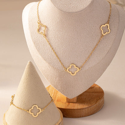 Schmuckset Damen Gold Kleeblätter KARMA