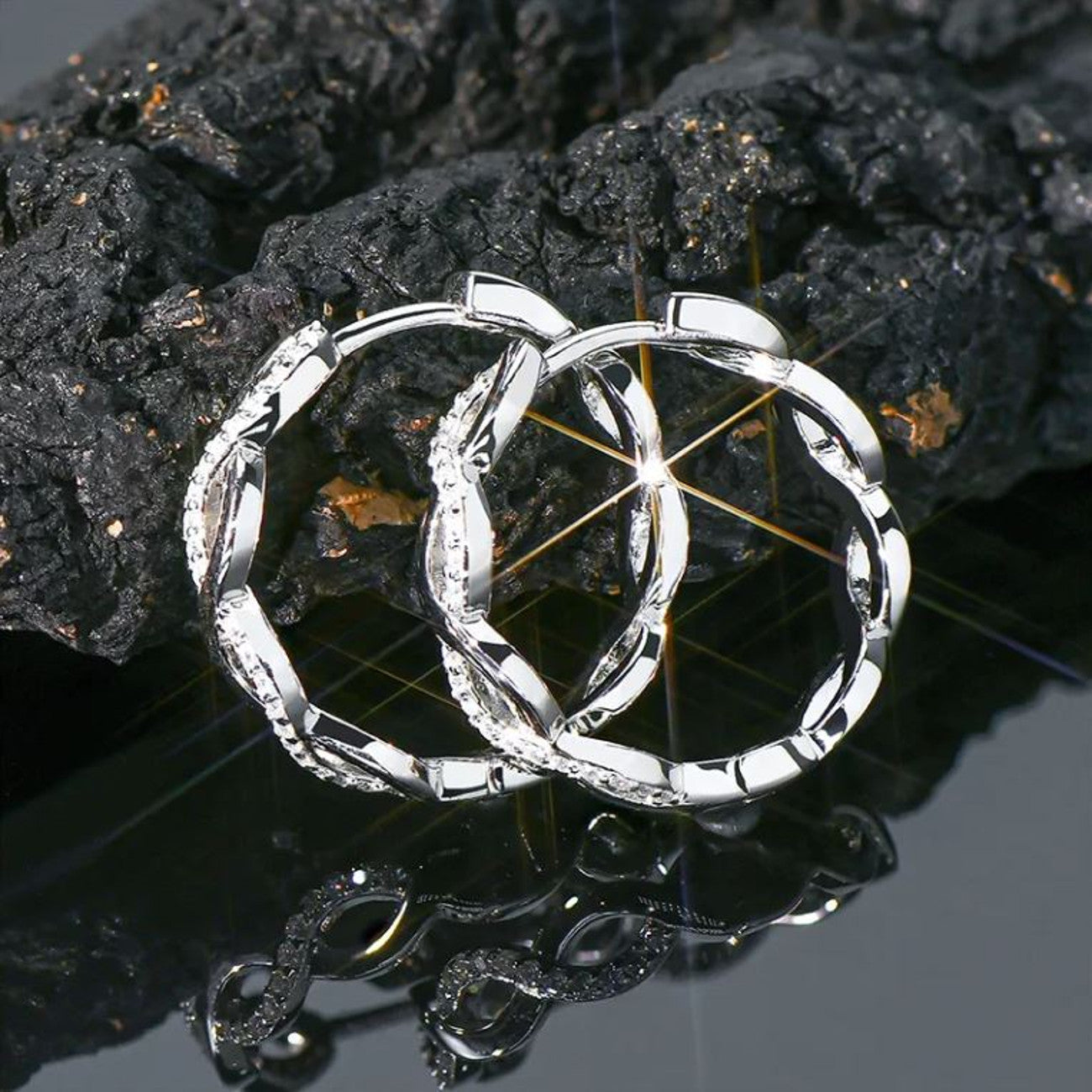 Creolen gedreht mit Moisannite Silber od. Gold KARMA
