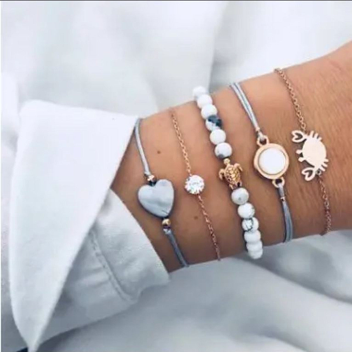 5teiliges Armbandset Blau Gold KARMA