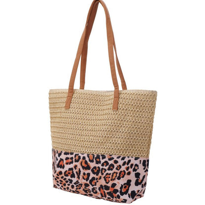 Strandtasche Leo Beige Braun 47 cm modern Pooltasche Shopper Sommertasche Karma