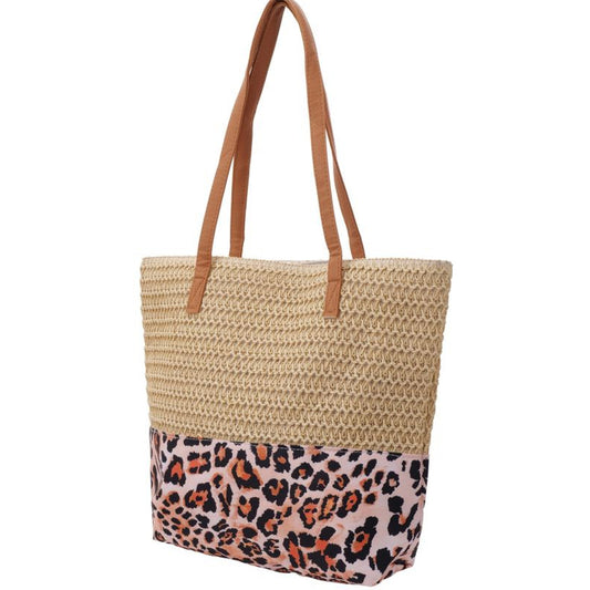 Strandtasche Leo Beige Braun 47 cm modern Pooltasche Shopper Sommertasche Karma