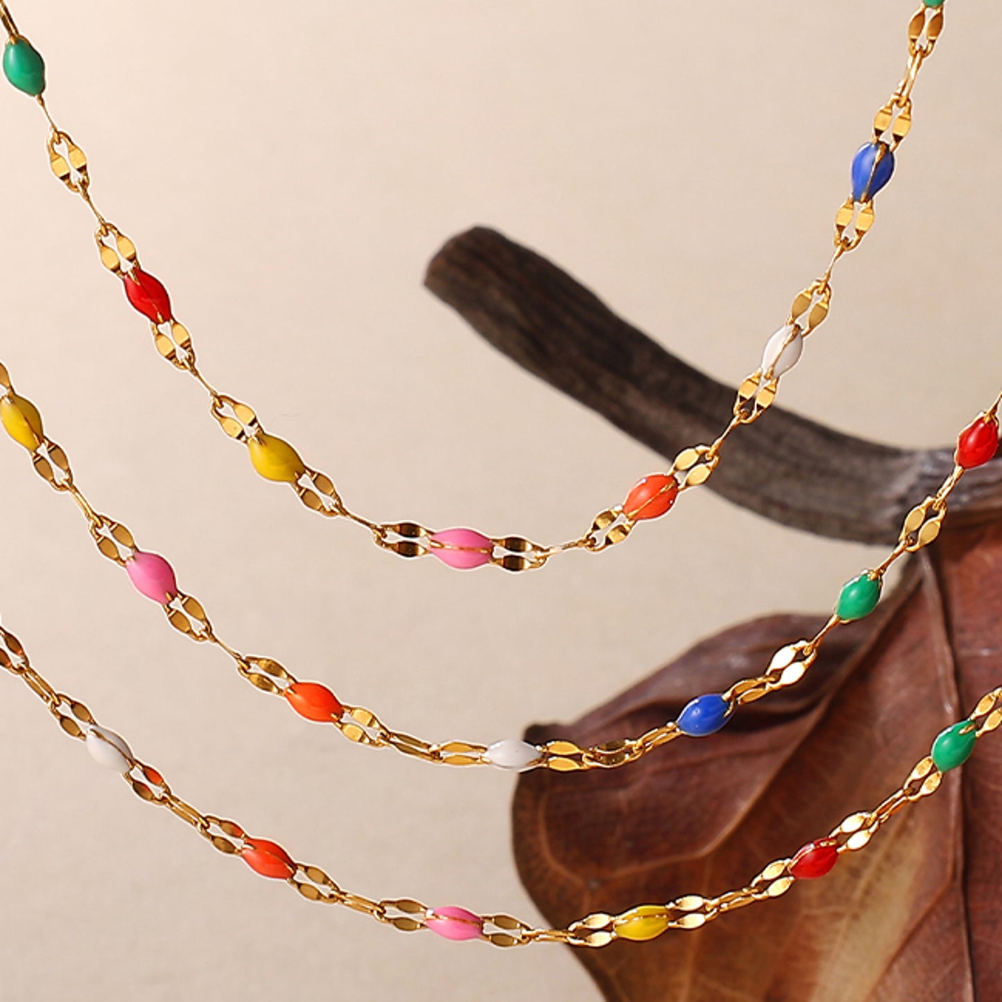 Halskette filigran Gold Bunt Edelstahl vergoldet Damenhalskette Kette wasserfest hypoallergen Karma