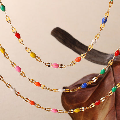 Halskette filigran Gold Bunt Edelstahl vergoldet Damenhalskette Kette wasserfest hypoallergen Karma
