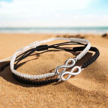 Partnerarmbänder Infinity Schwarz Weiß KARMA