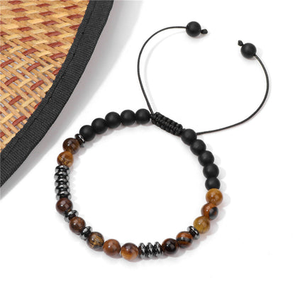 Perlenarmband Naturstein Braun Schwarz KARMA