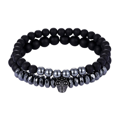 Armband Set Schwarz Glas Metall KARMA