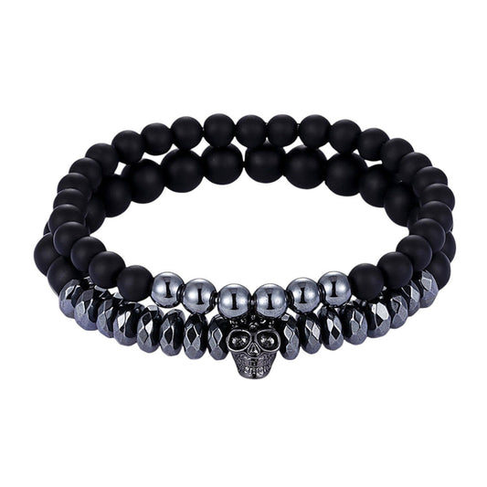 Armband Set Schwarz Glas Metall KARMA