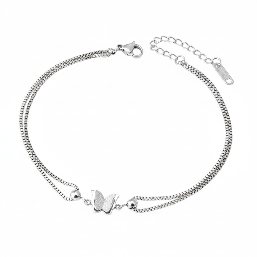 Fußkette Schmetterling Silber verstellbares Fußkettchen modern Sommerschmuck Fußschmuck Karma